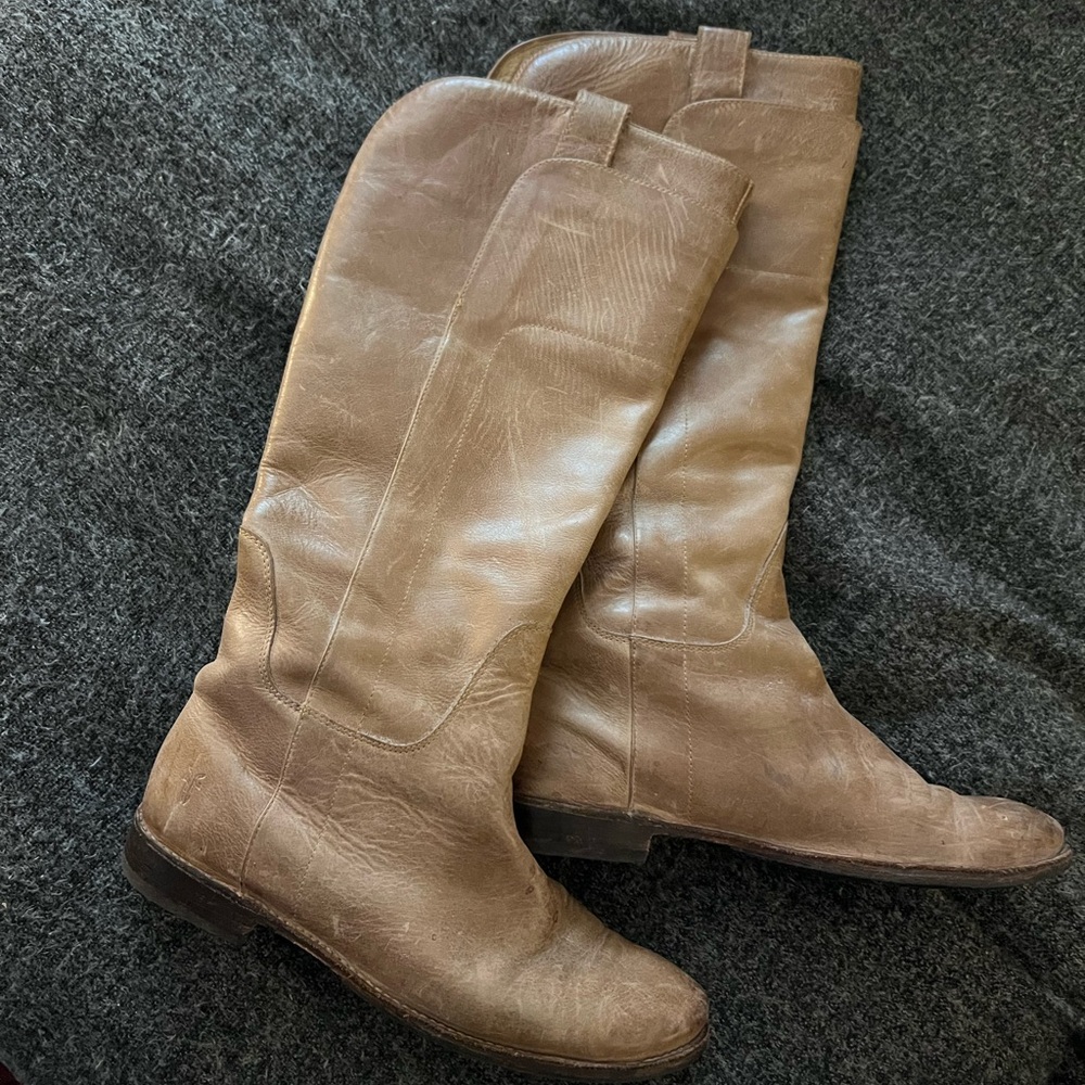 Frye Camel Leather Knee High Boots